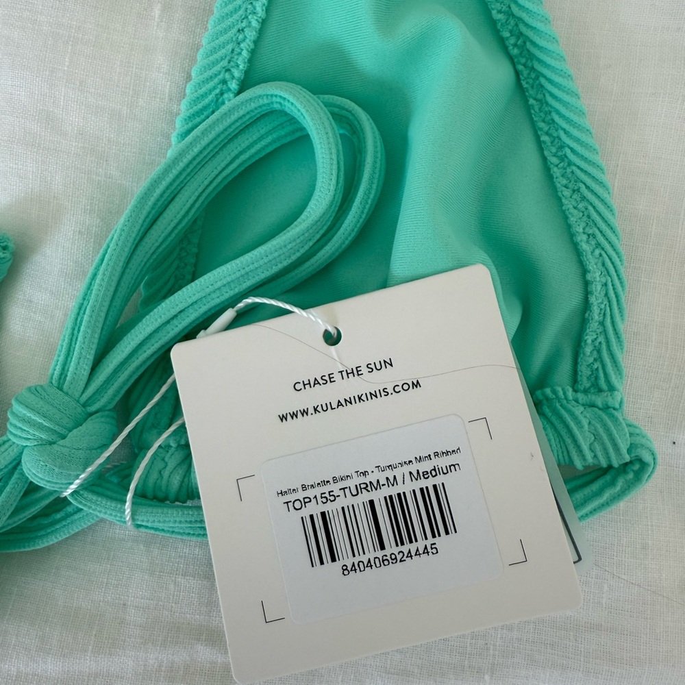 BRAND NEW Kulani Kinis Turquoise Mint Ribbed Bikini Set - Picture 5 of 5